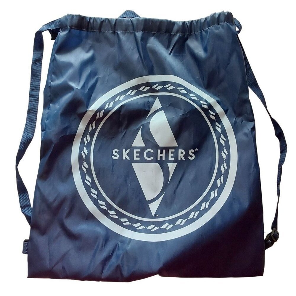 Skechers Navy Blue Drawstring Cinch‎ Backpack Gym Bag Logo Print